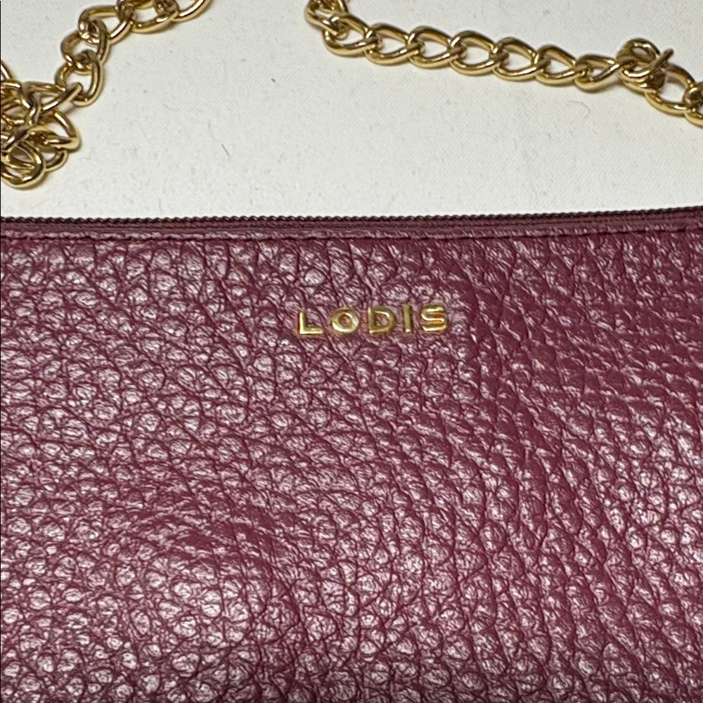 Lodis Burgundy Small Textured Leather Crossbody Bag